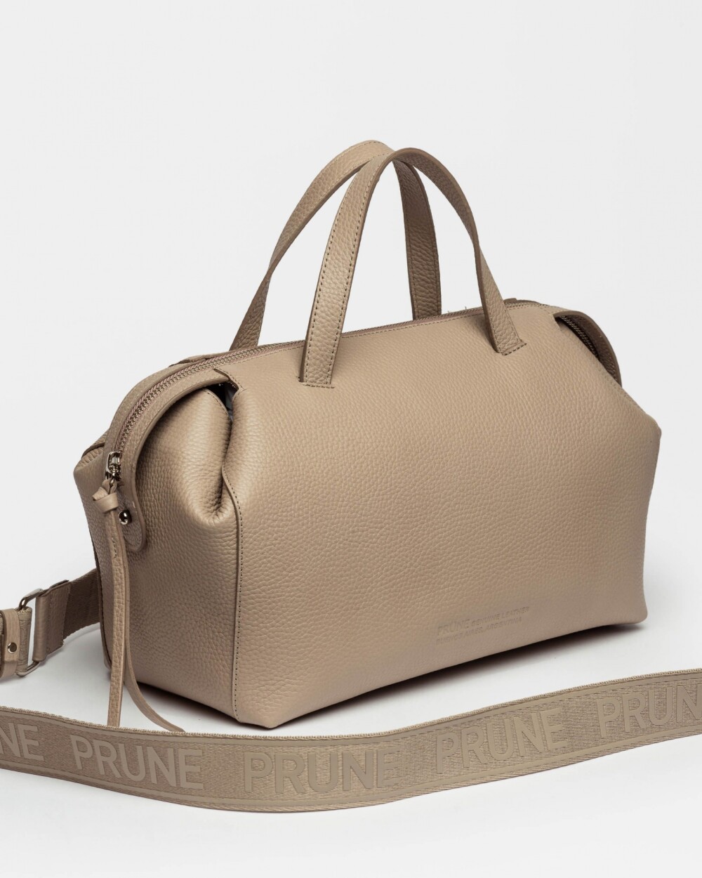 Cartera de mano Resort en cuero graneado Taupe