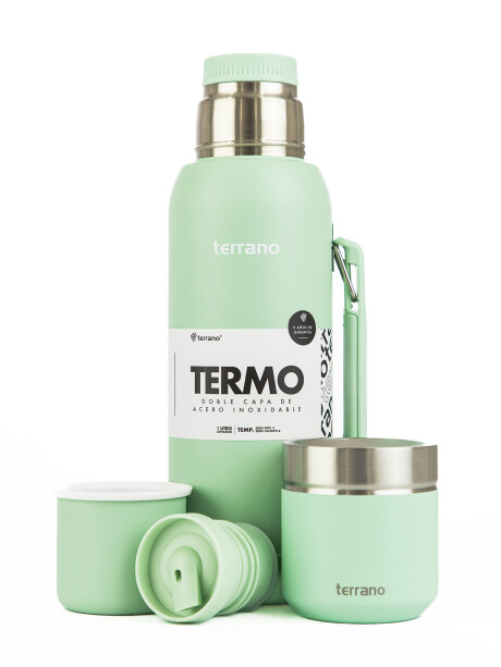 Kit Termo 1 LT Con Base De Silicona + Mate folkie Verde Agua
