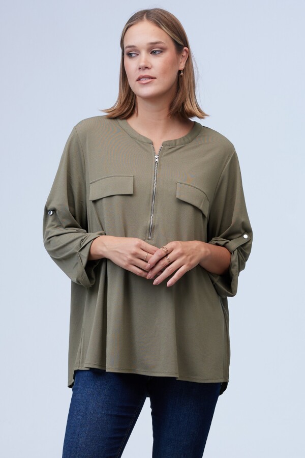 Blusa Oversize Zip OLIVA
