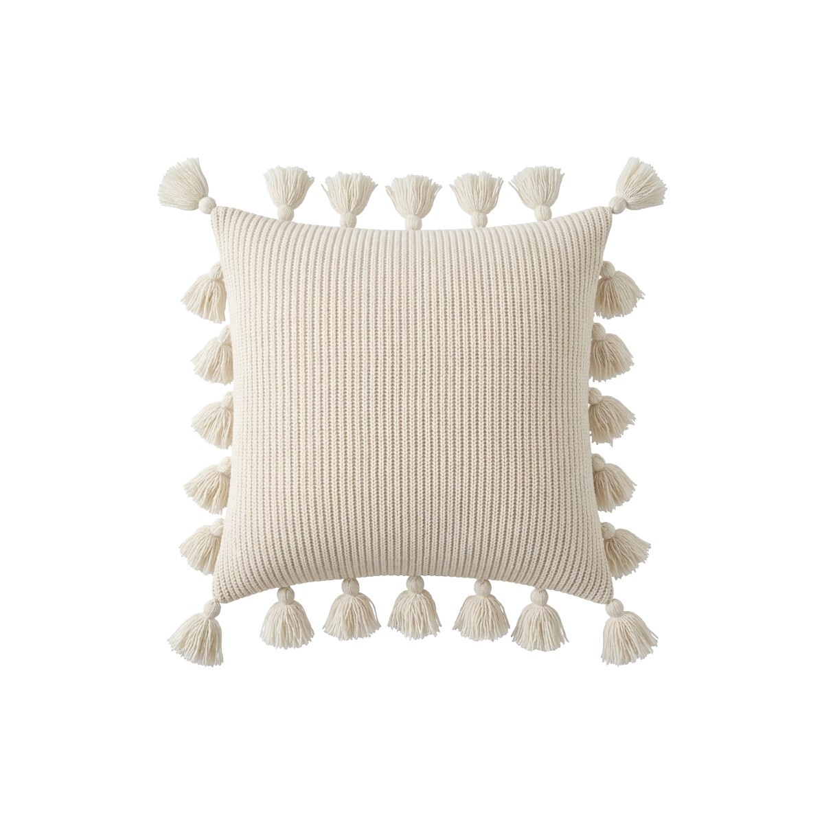 COJIN CUAD BEIGE C/BORLAS 45X45CM 