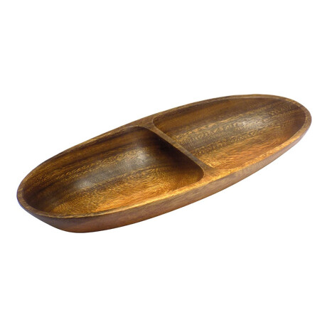 Copetinero Oval 2 Divisiones en Madera para Picada 32x12x4Cm Marrón