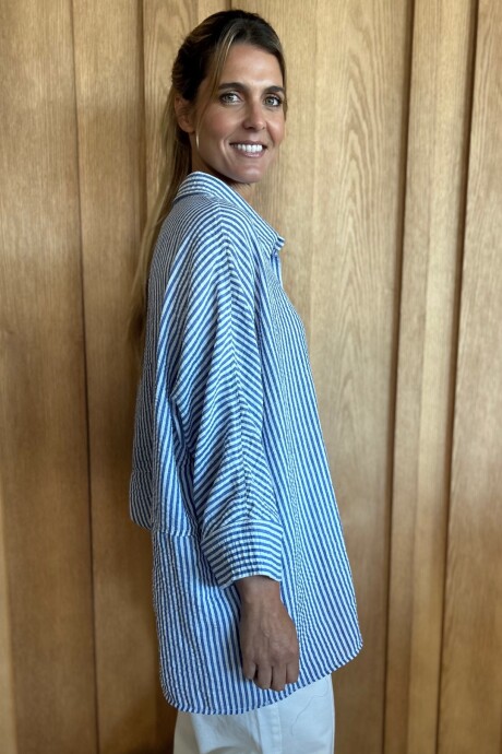 Camisa Tuna Lino Raya azul mediana