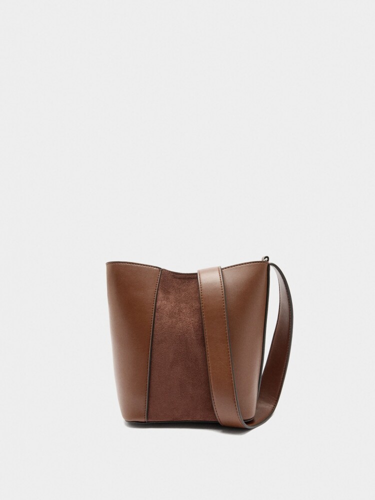 Bolso Bombonera Contraste De Texturas camel