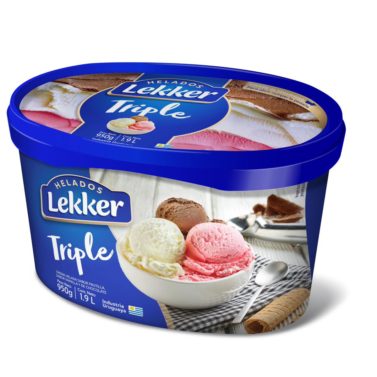 Lekker 1,9 Lt Frutilla / Crema / Chocolate 