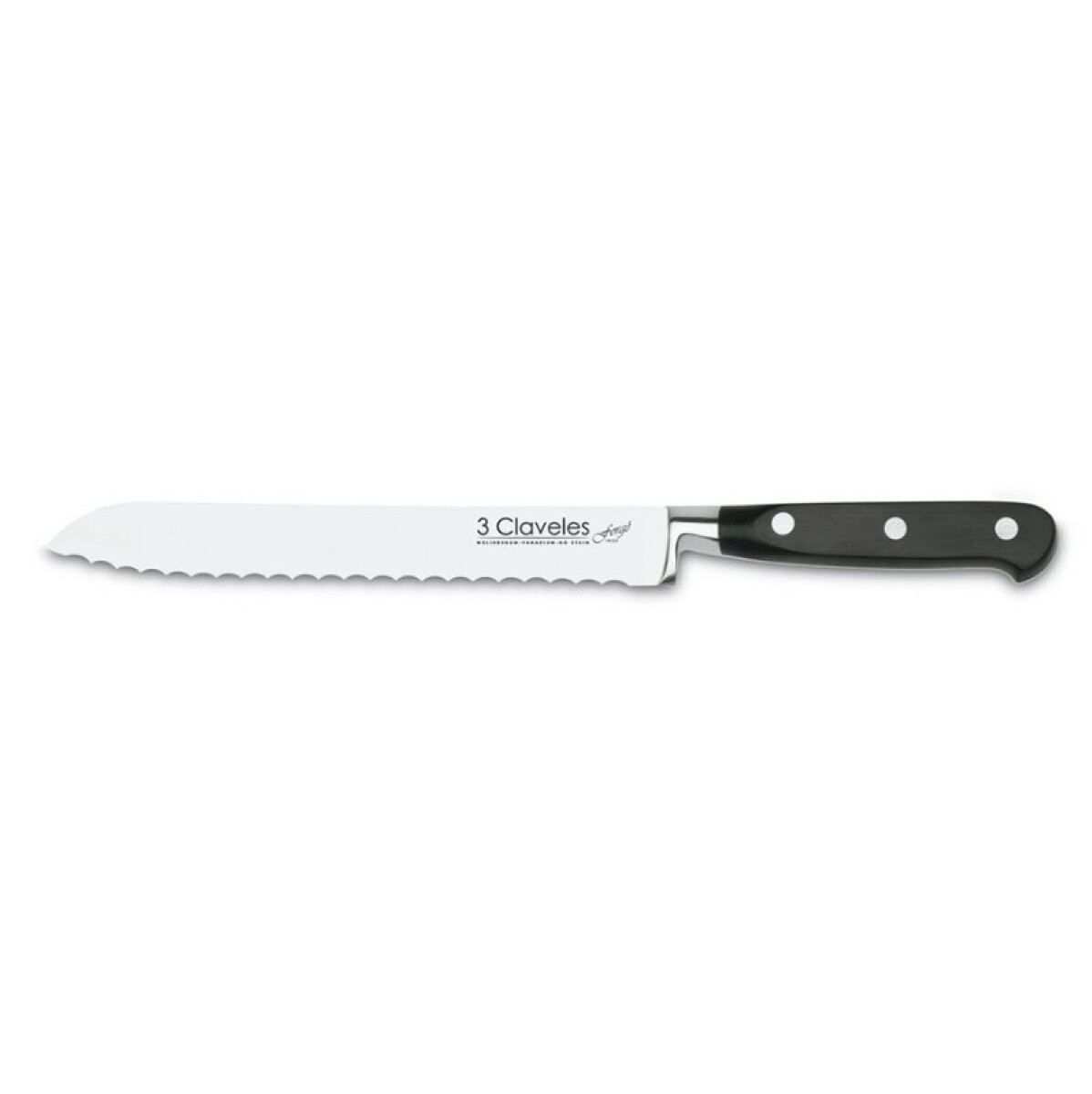 CUCHILLO PAN 20 CM CAJA PVC MANGO NEGRO FORGE 3 CLAVELES 