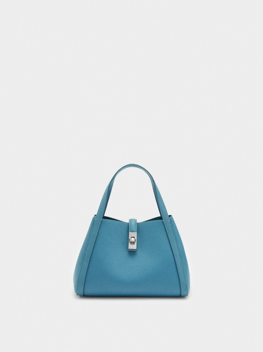 Bolso Tote Con Bolsa Interior - azul 