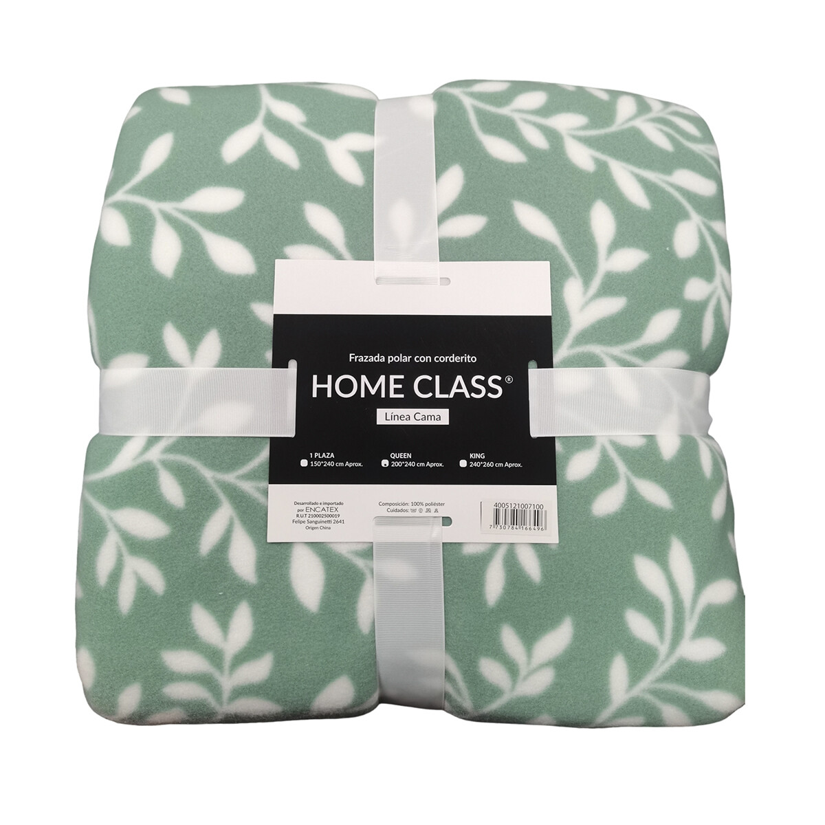 Frazada Corderito 1 Plaza Home Class 150 x 240 cm - HOJAS VERDE 