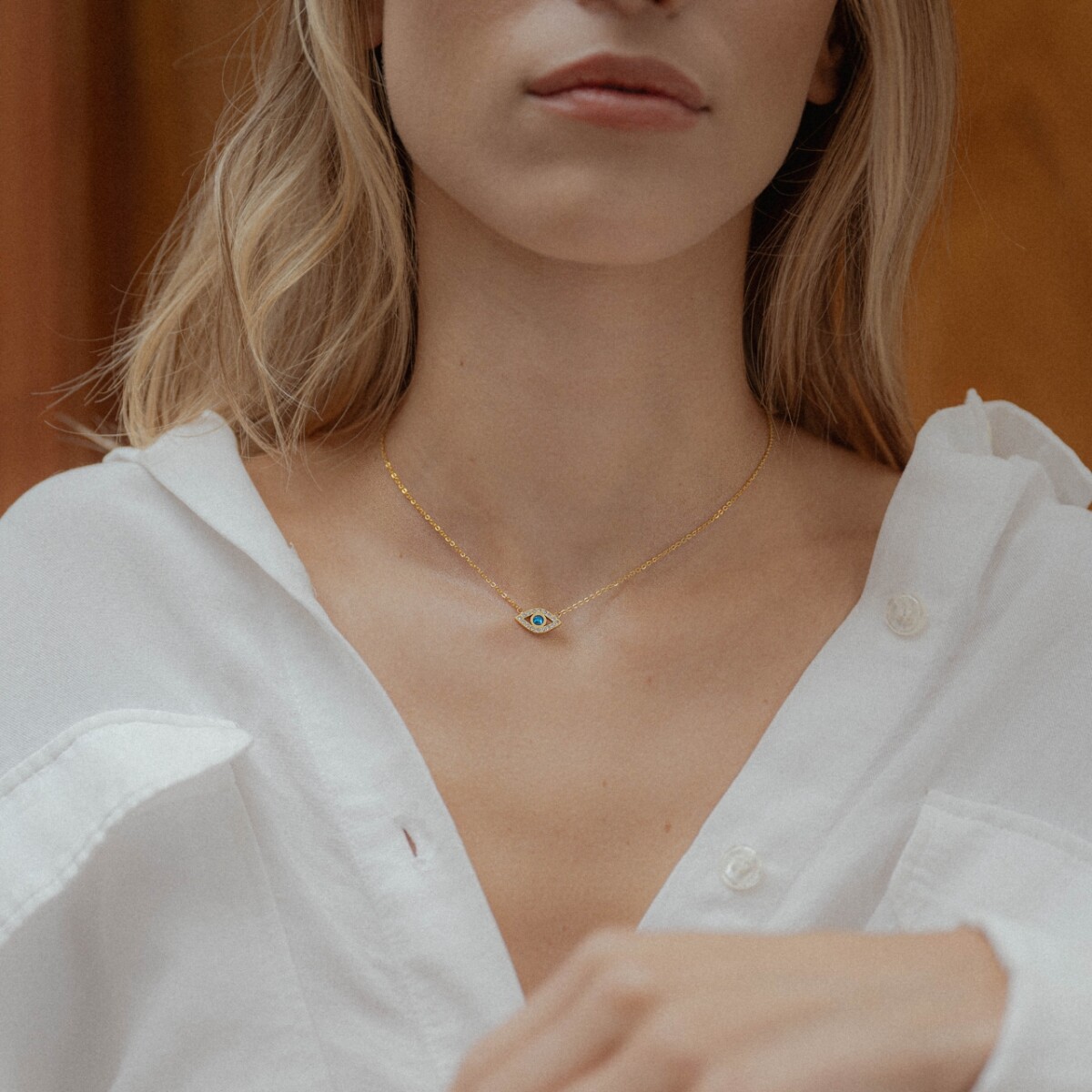 Collar OJITO TURCO en acero dorado 