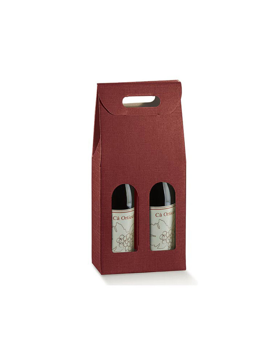 CAJA C/VENTANA 2 BOTELLAS 18X9X38,5 cm - SETA BORDEAUX 