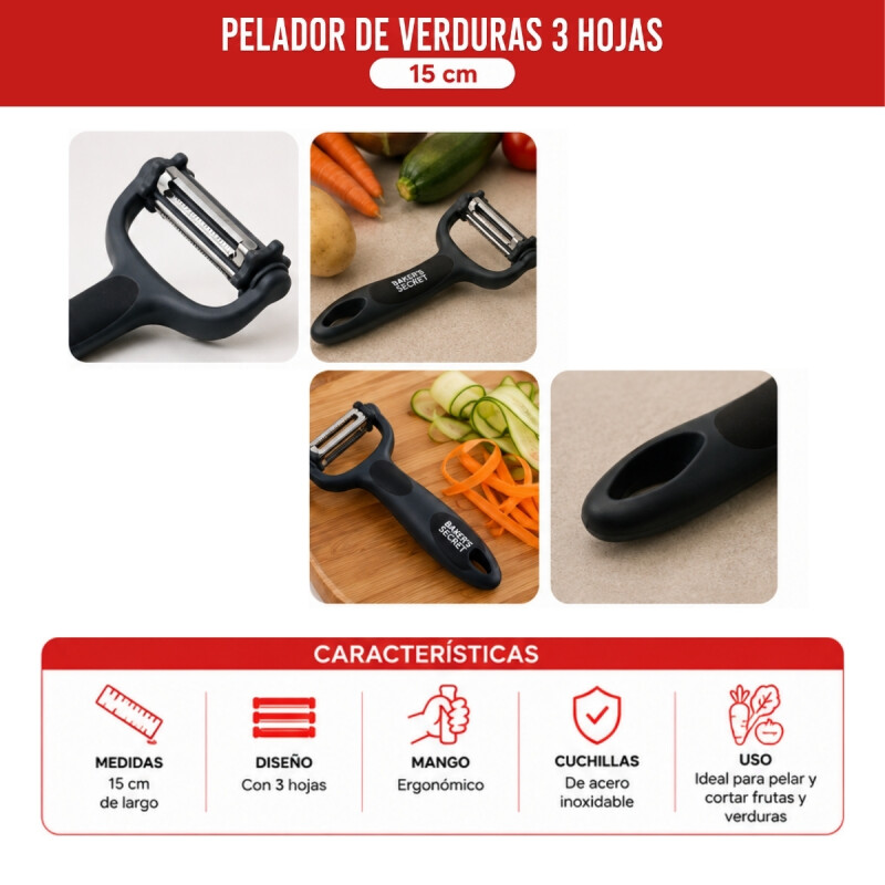 Pelador 3 hojas 15cm INOX