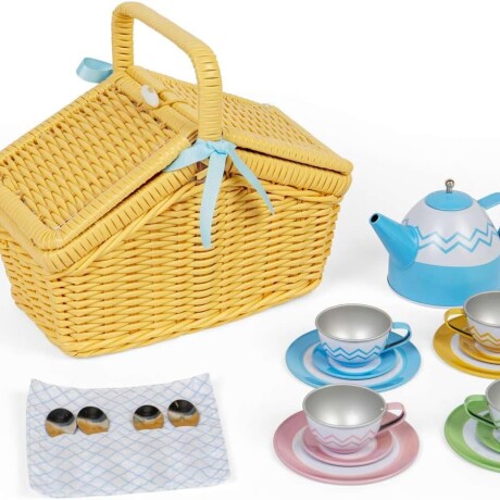 Juego Tazas de Té Canasta mimbre natural