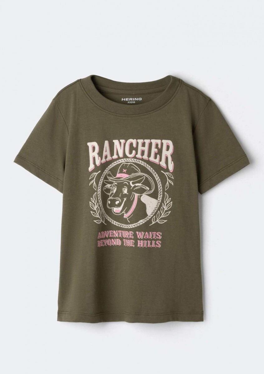 CAMISETA BÁSICA INFANTIL CON ESTAMPA - VERDE 
