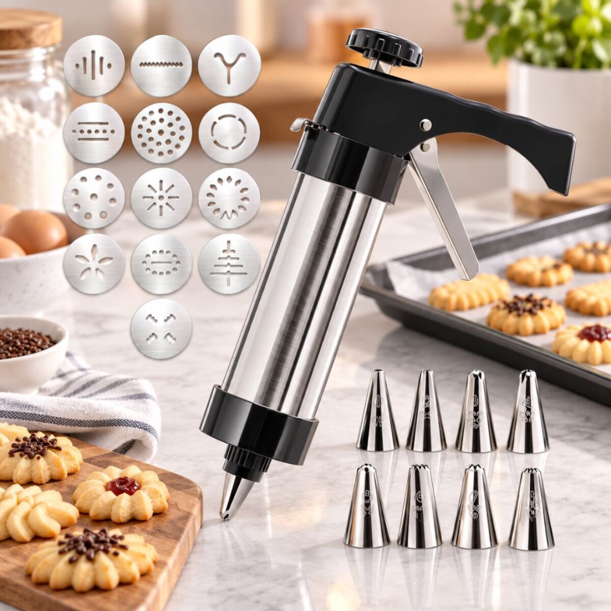 Pistola para Galletas y Set de Decoración Reposteria 22pzas 