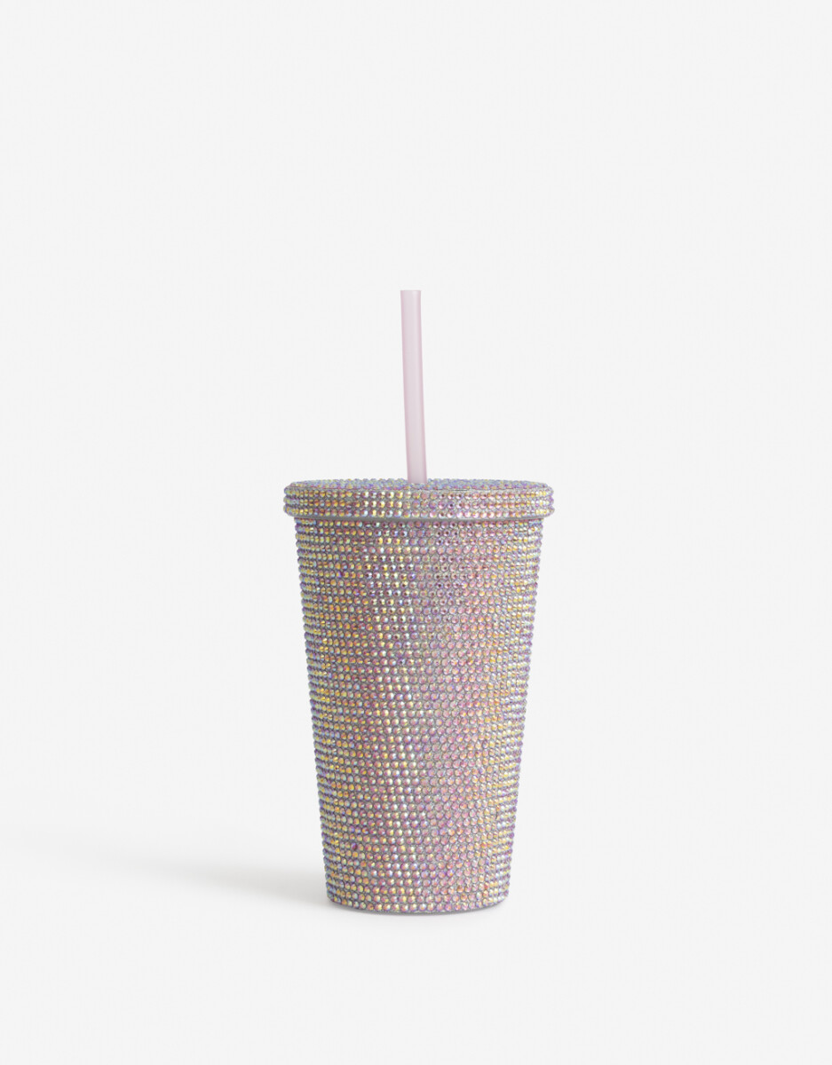Vaso Con Glitter Rosa 