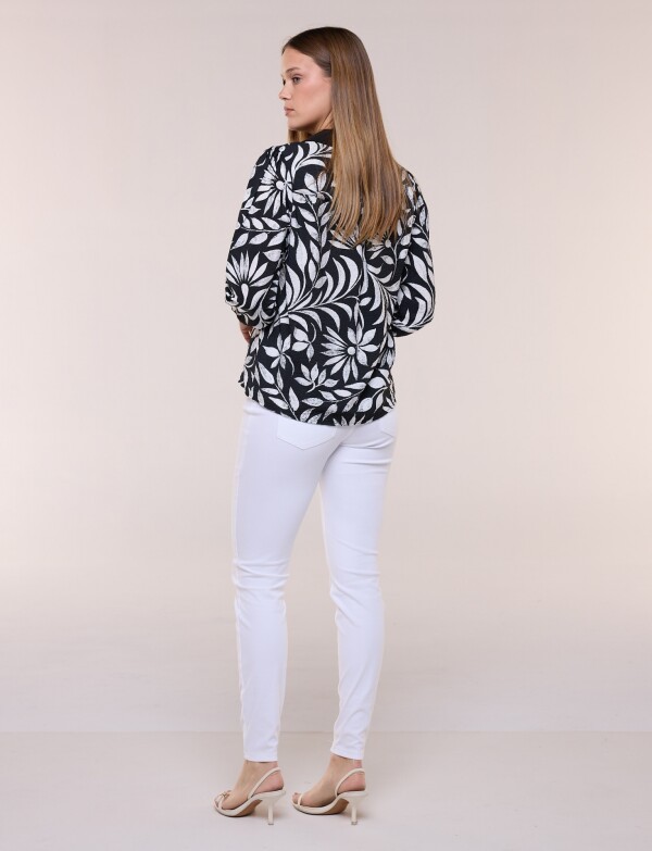 Blusa Escote Camisa Viv NEGRO/BLANCO