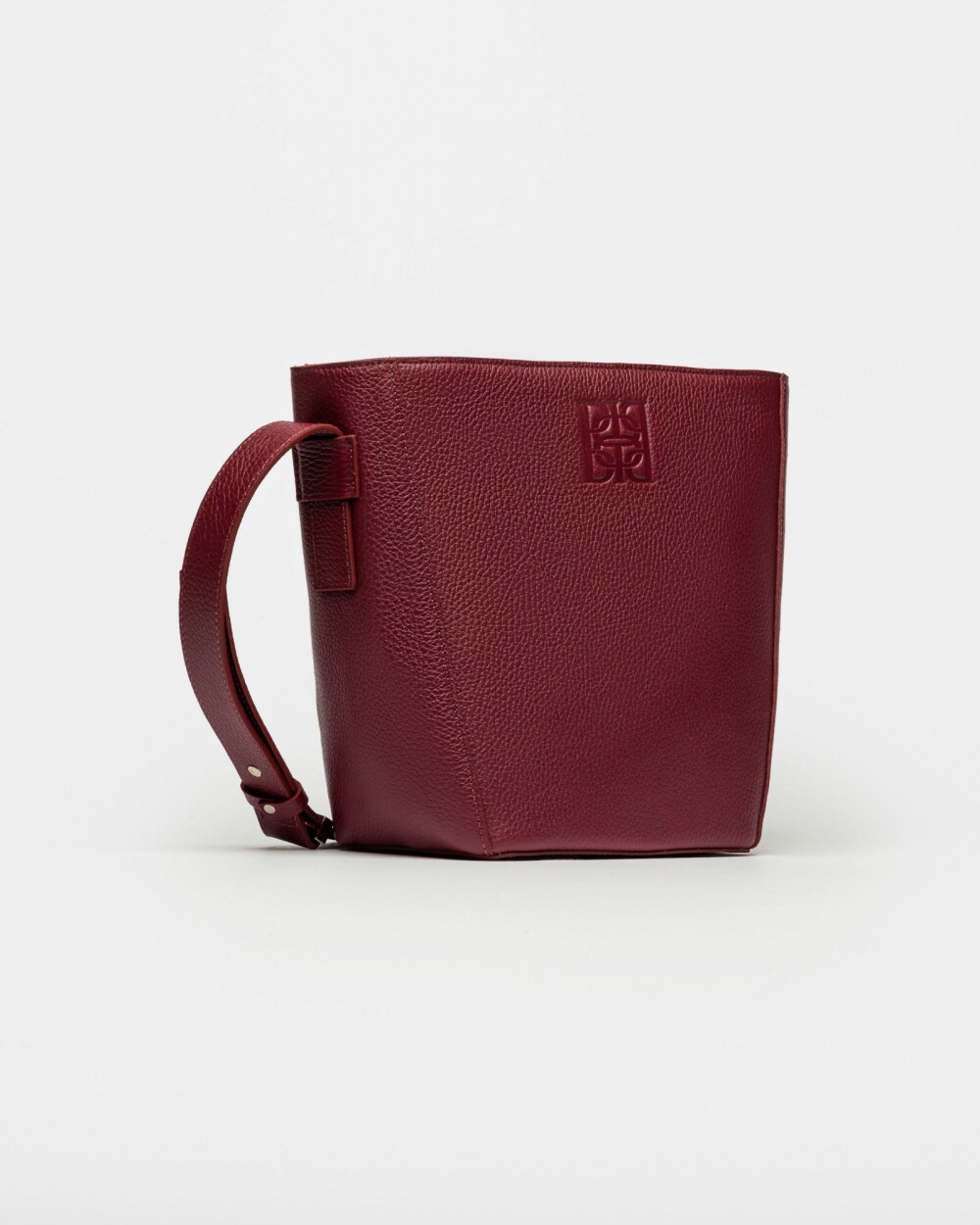 Cartera al Hombro Hana En Cuero Graneado Bordeaux