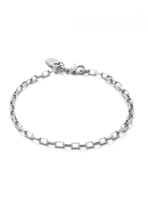 PULSERA CON ESLABONES MEDIANOS BAÑADA EN PLATA DE LEY Pulsera