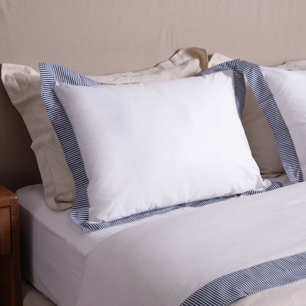 JUEGO DE SABANAS 1 PLAZA ALGODON AZUL STRIPE 200H MARINO