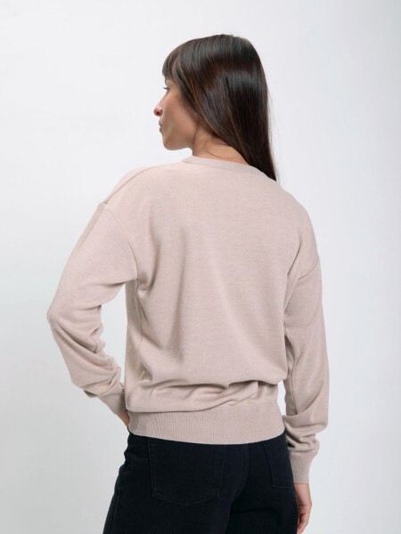Buzo tejido cuello a la base Beige