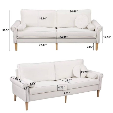 Sillón Sofá Florencia 3 cuerpos + Almohadones Blanco