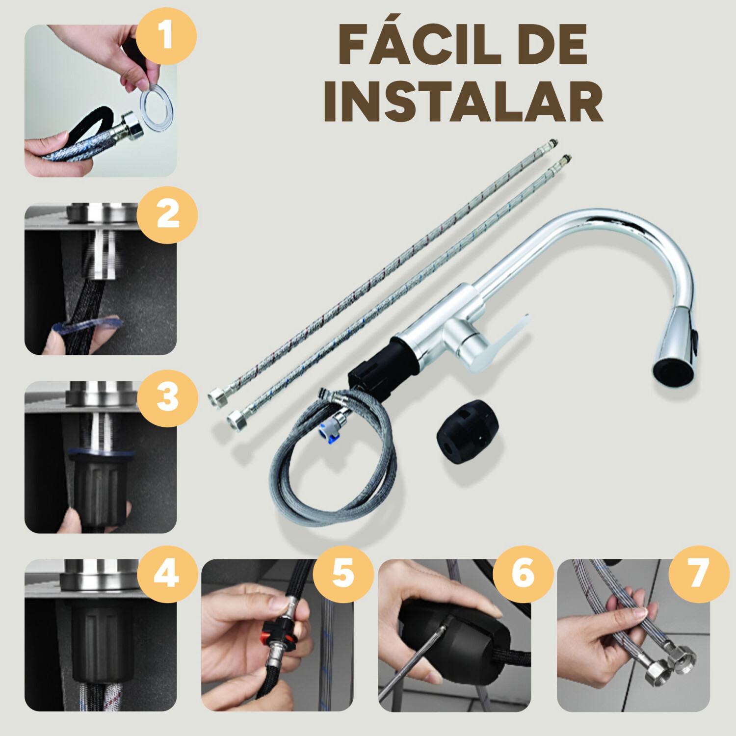 Monocomando Extensible Canilla Grifo Cocina Mesada — Atrix - Main Image