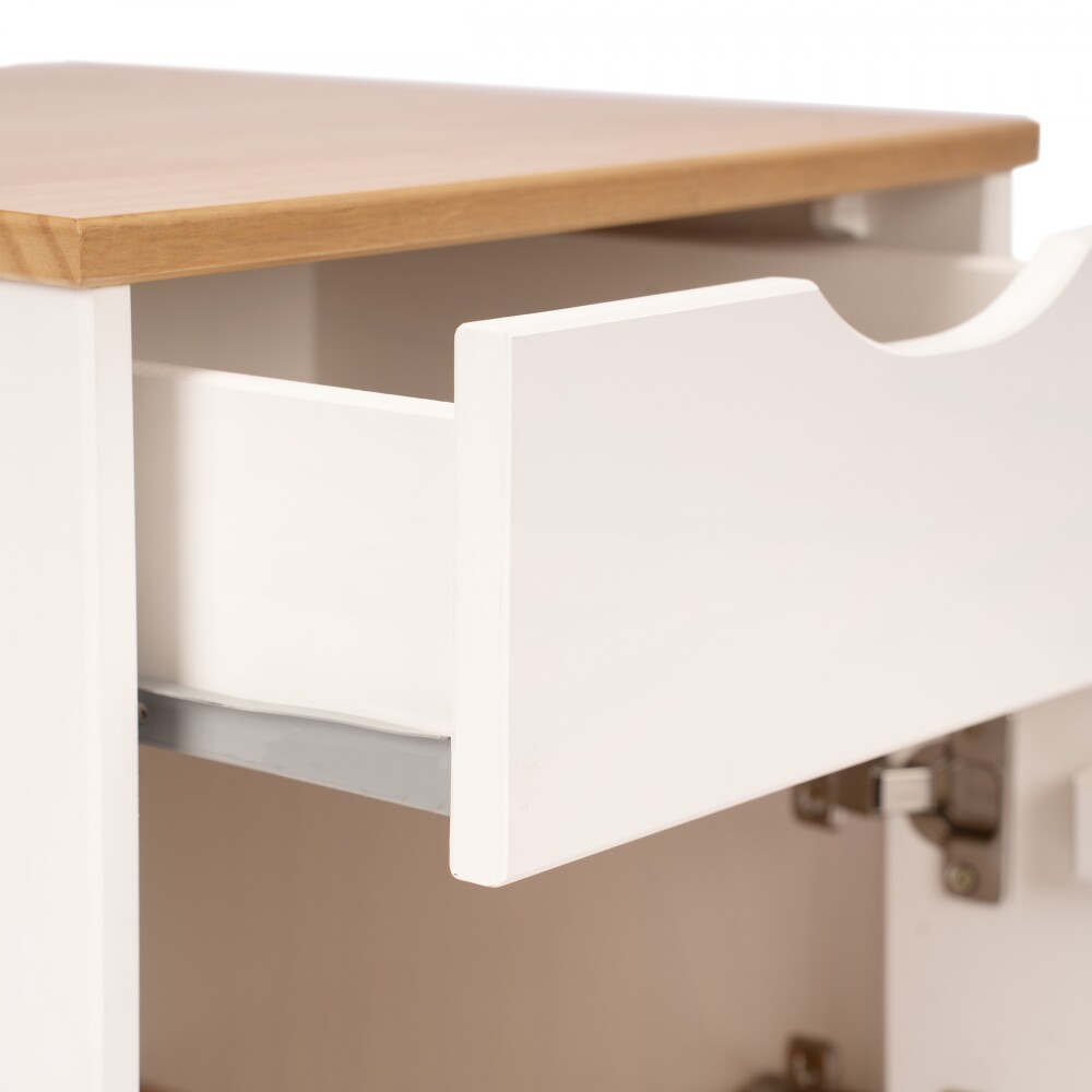 Mesa de Luz - 1 puerta - 1 cajón - Línea Nórdica Roble/Blanco
