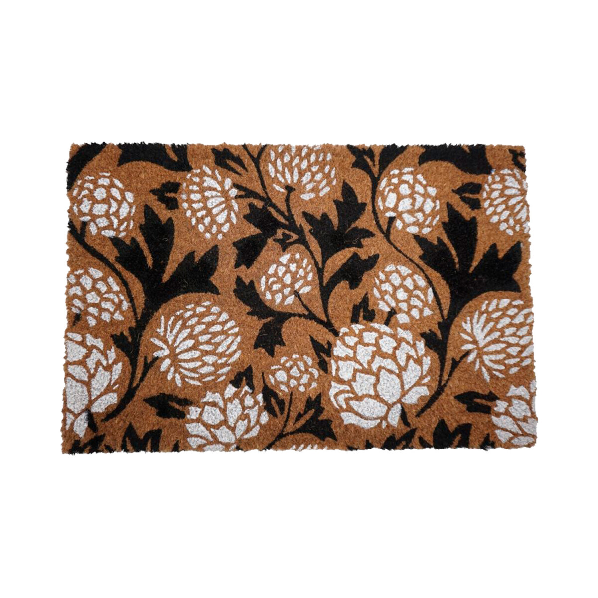 Alfombra Puerta Entrada Felpudo Coco Goma 40X60 - Flores Blancas 