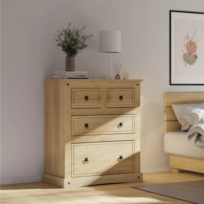 Comoda Rustica 4 Cajones Natural 028 Comoda Rustica 4 Cajones Natural 028