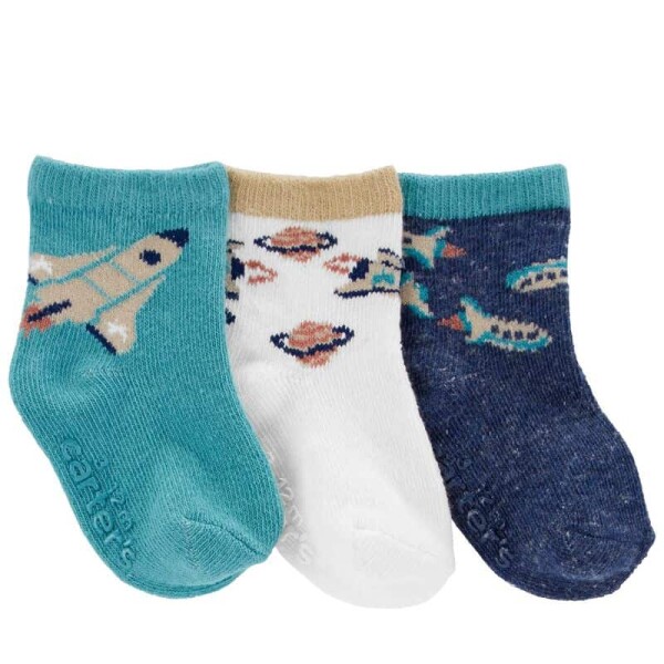 Set Medias Carters x3 Espacio Turquesa Set Medias Carters x3 Espacio Turquesa
