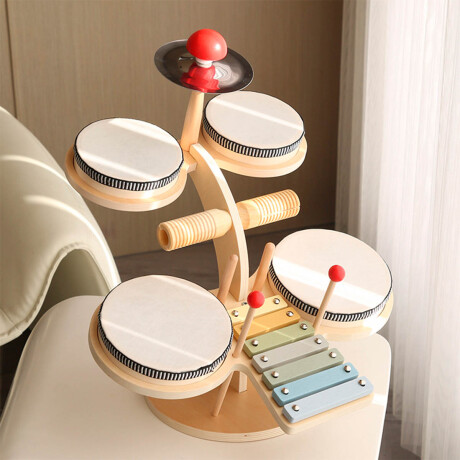 Juego De Batería De Madera Xilófono Tambor Para Niños Juego De Batería De Madera Xilófono Tambor Para Niños