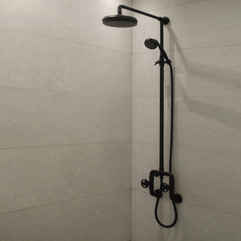 Griferia Ducha Exterior Industrial Negro Mate Aqualia 000