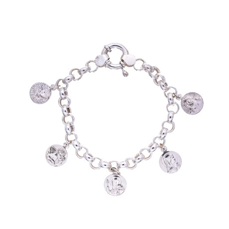 Pulsera religiosa de plata 925 con imágenes. Pulsera religiosa de plata 925 con imágenes.