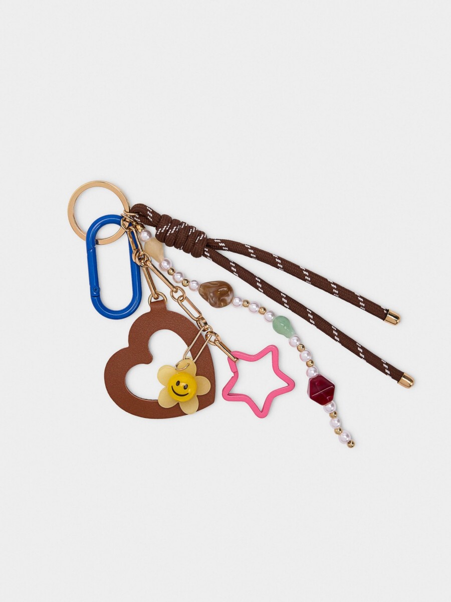 Llavero Charm Con Corazón Y Estrella multicolor