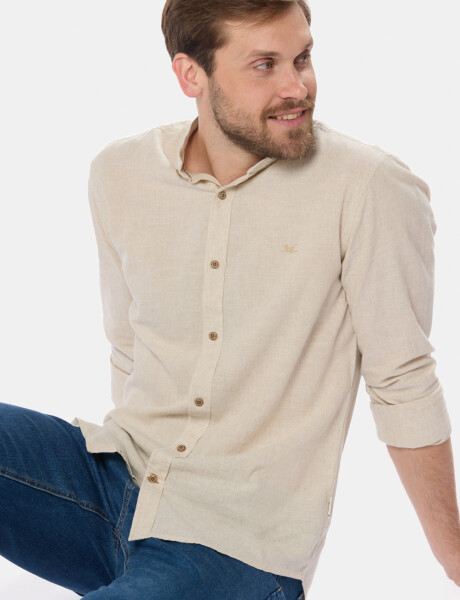 CAMISA DE LINO CUELLO MAO Beige