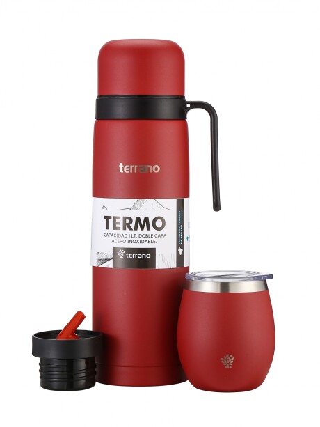 Kit Termo Manija Rigida + Mate con Tapa Rojo