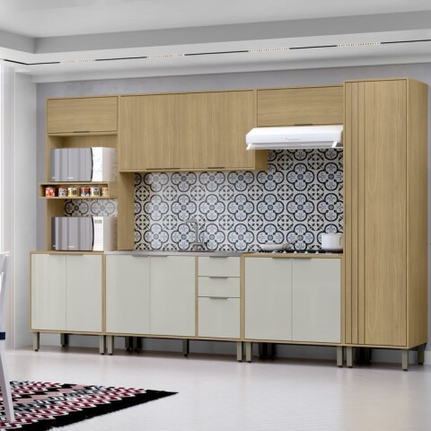 Mueble Panelero Multiusos Linea Gloria 1 Puerta y 5 Estantes - Castaño / Off White Mueble Panelero Multiusos Linea Gloria 1 Puerta y 5 Estantes - Castaño / Off White