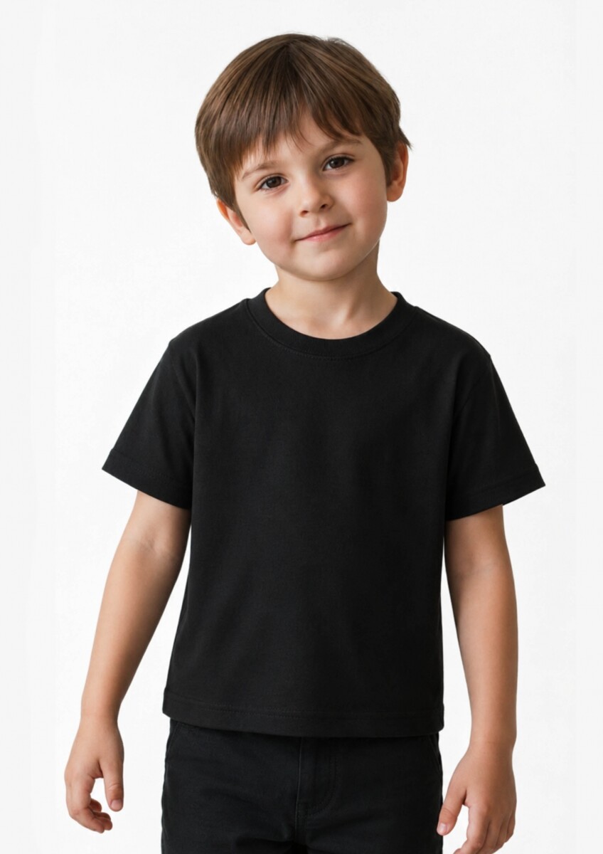 Remera Básica Infantil en Algodón - Negro 