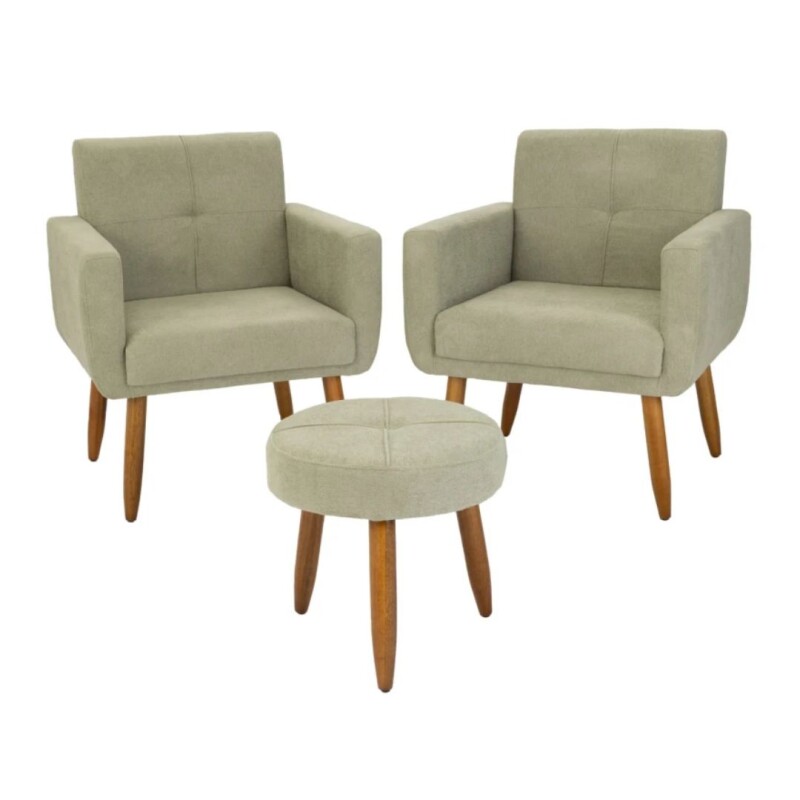 Kit 2 Poltrona Havana + Puff Verde Kit 2 Poltrona Havana + Puff Verde