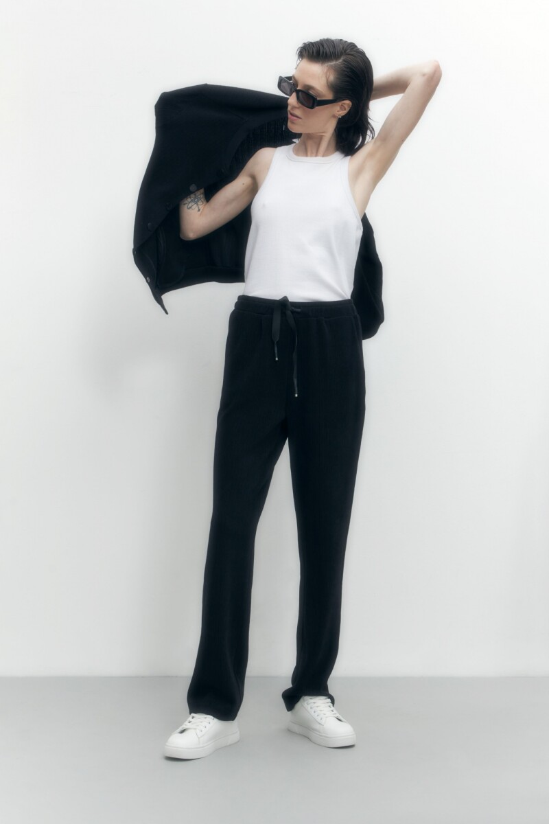 Jogger c/textura acanalada negro