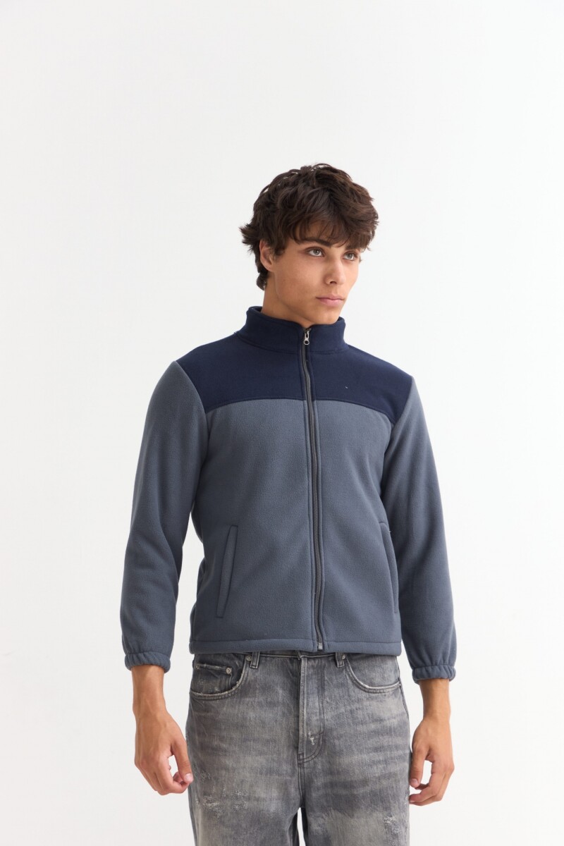Campera de polar con corderito - Gris 