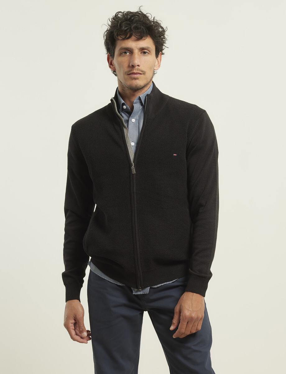 470589 CARDIGAN PUNTO HARRINGTON LABEL Negro