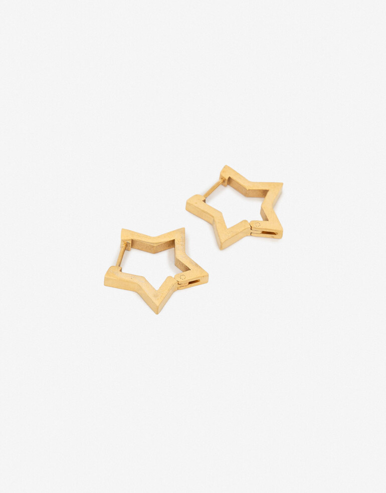 Aros Argollas Metal Aros Argolla De Acero Estrella - Dorado