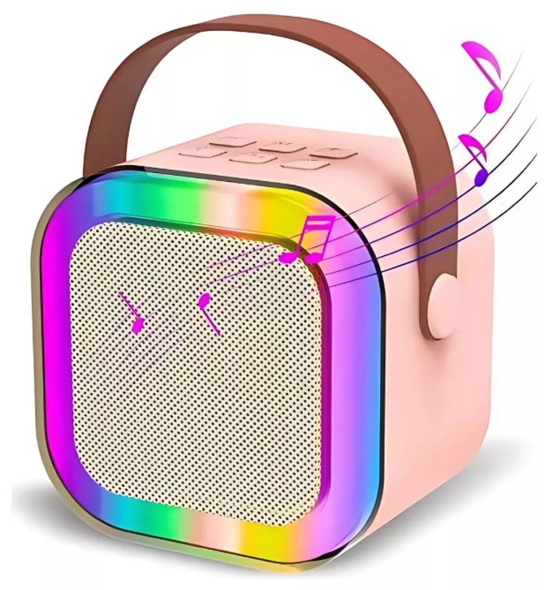 Parlante A Batería Bluetooth Con Luces Led De Colores - Rosa 