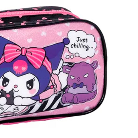 Cartuchera Kuromi Doble Cierre Gran Capacidad Rosa