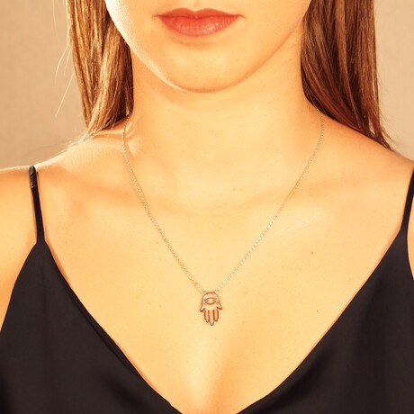 Colgante con cadena Mano de Fátima MOON en plata 925 con un brillante Colgante con cadena Mano de Fátima MOON en plata 925 con un brillante