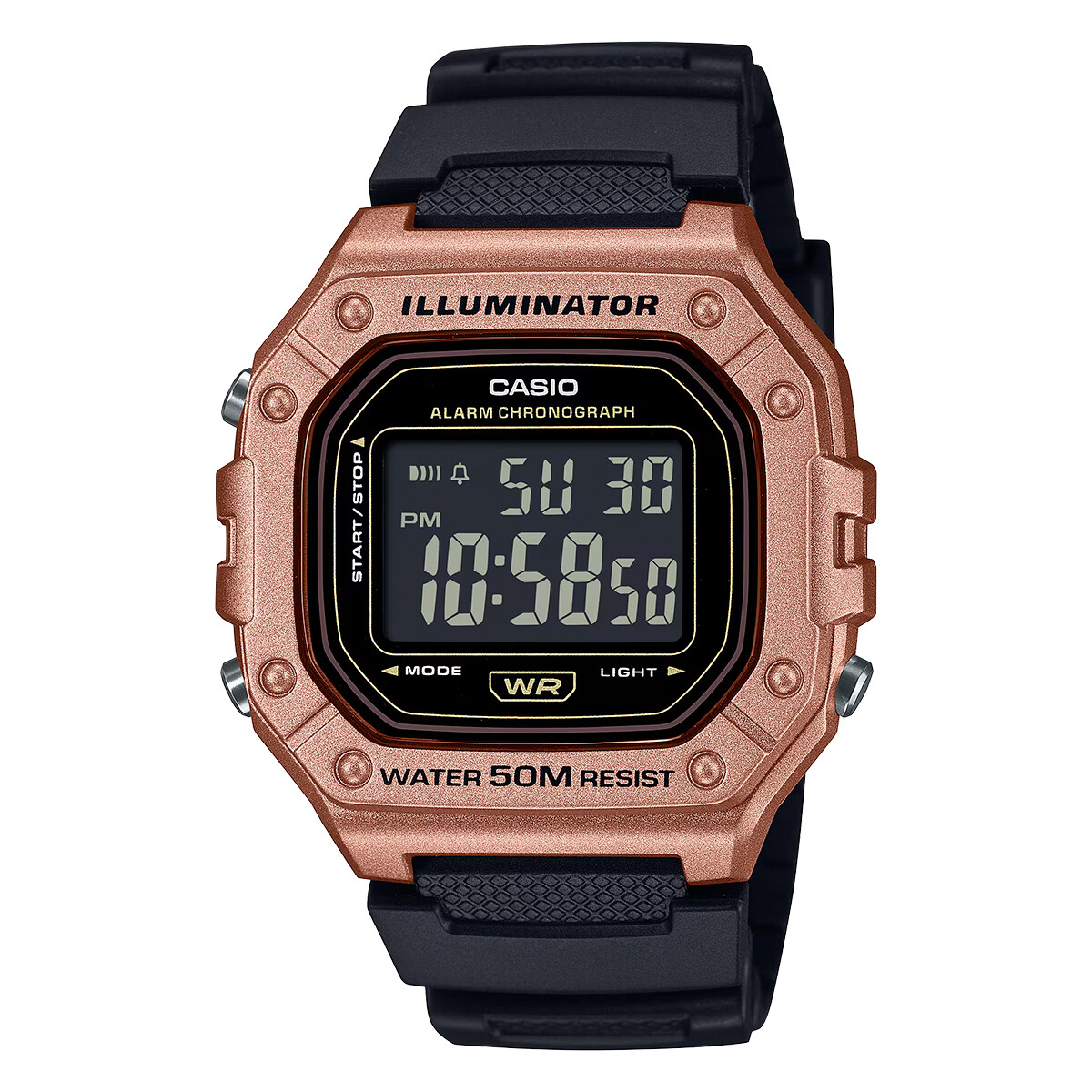 Reloj Casio en Resina negro y rose gold 