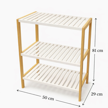 Estantería bambú de 3 estantes - 29x50x81cm Blanco