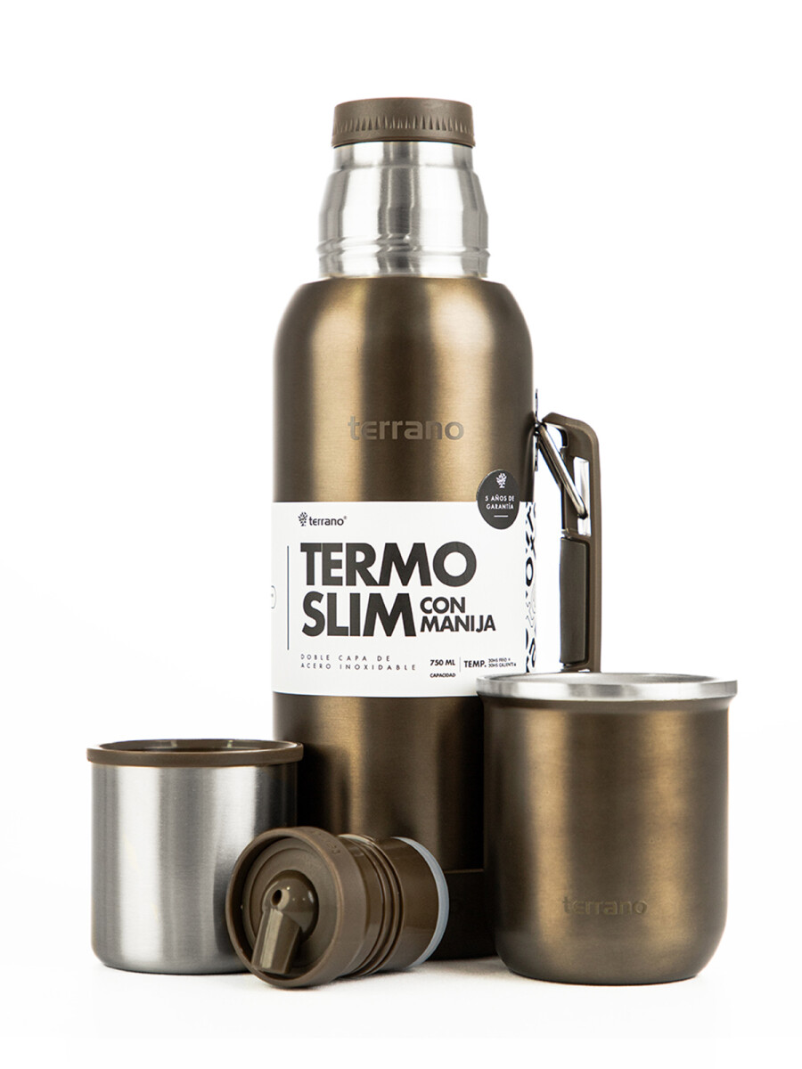 Kit Termo 750ML Con Base De Silicona + Mate Sicilia - Marrón Metalizado 
