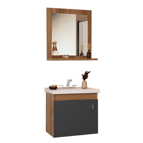 (PAUSADO) Mueble Baño Arte Dalva Madera 46x44.8 Cm Con bacha Nogal/ grafito (pausado) Mueble Baño Arte Dalva Madera 46x44.8 Cm Con Bacha Nogal/ Grafito