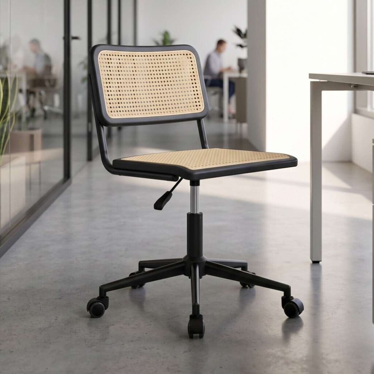 Silla de Escritorio Simil Rattan - Negro 